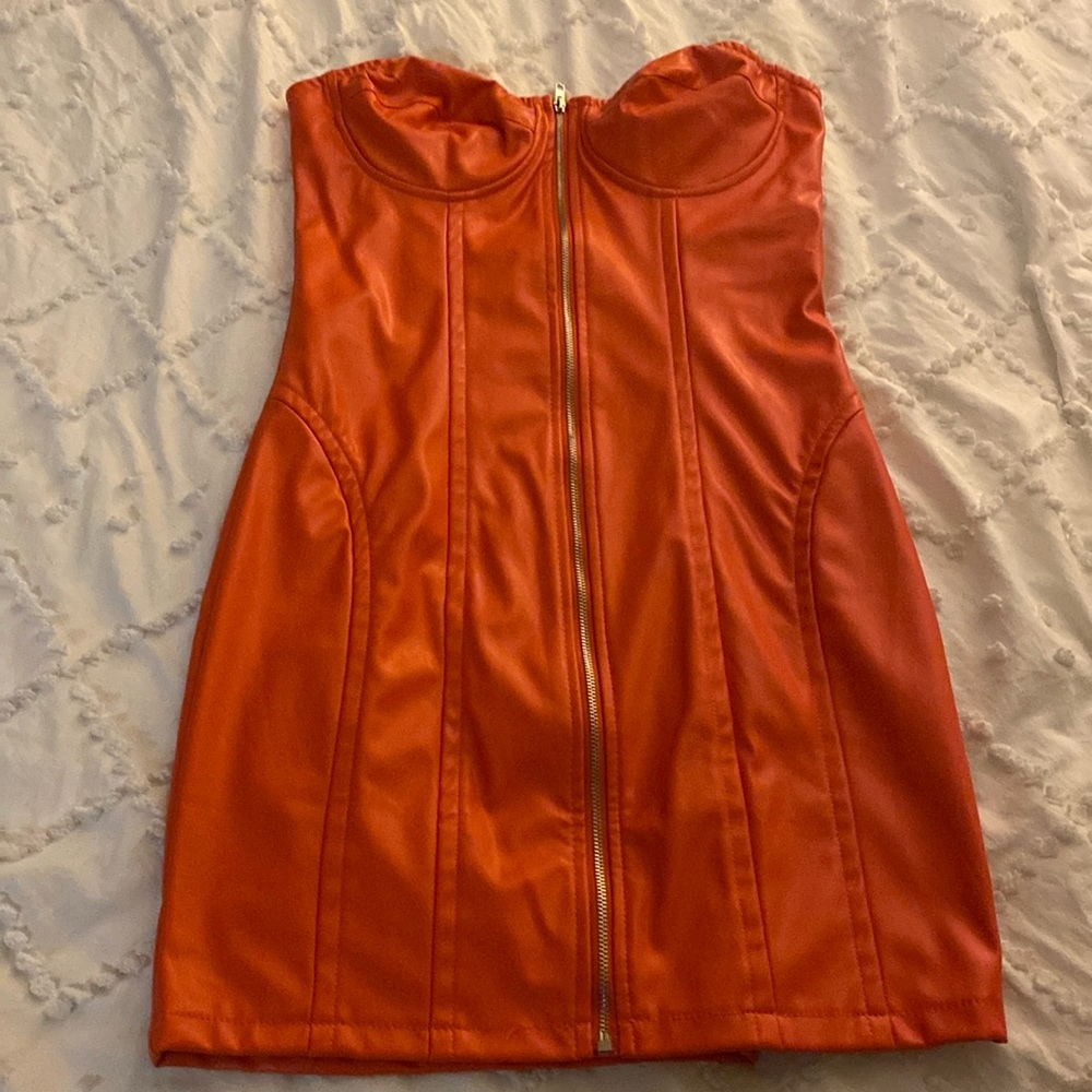 Neon Orange Latex Dress